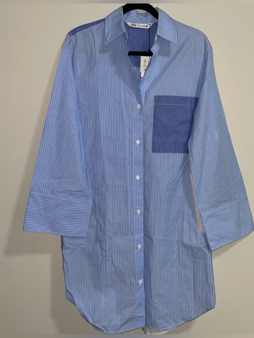 Zara Light and Dark Blue Striped Button-Down Shirt